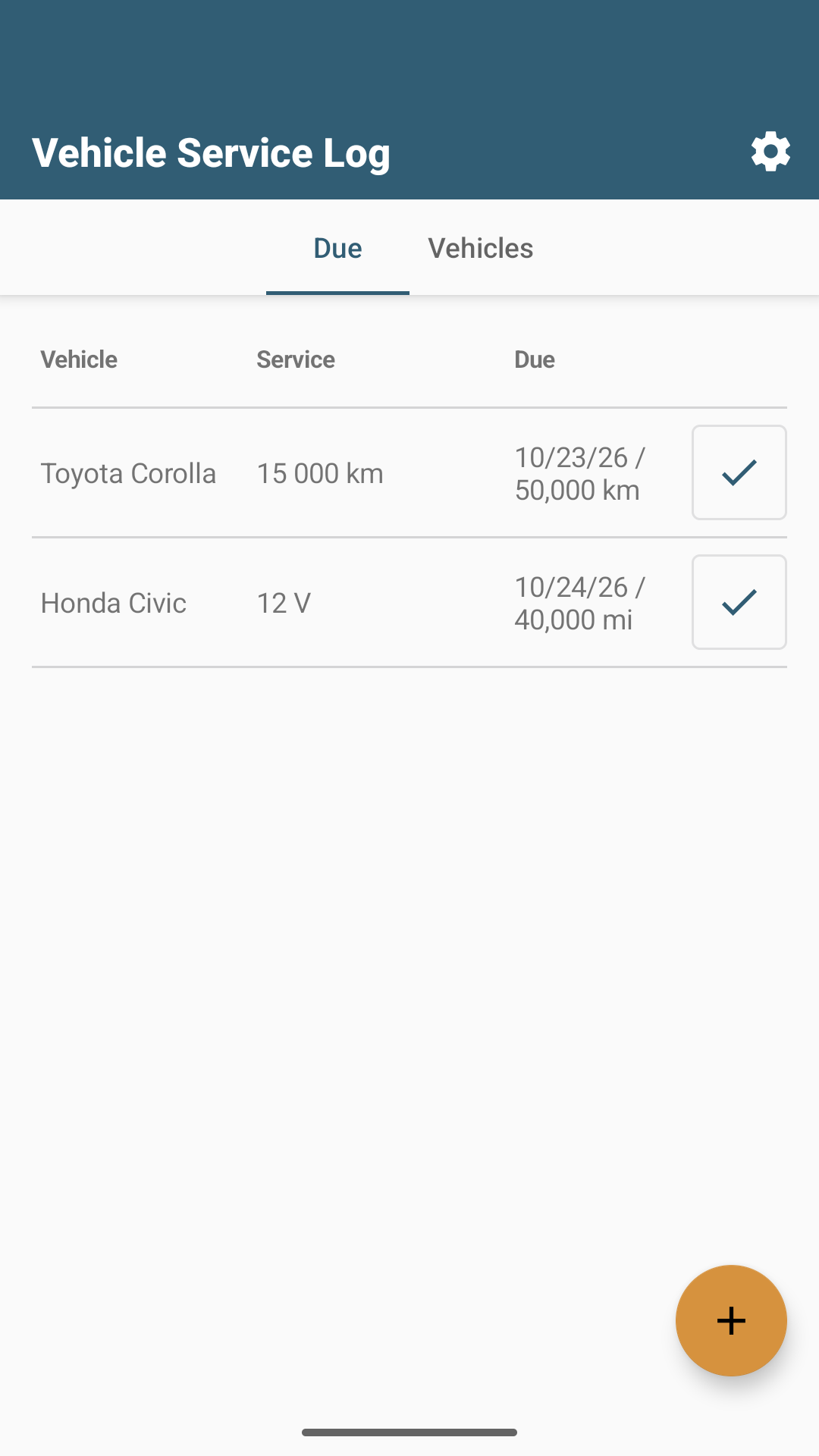 Vehicle Service Log 1