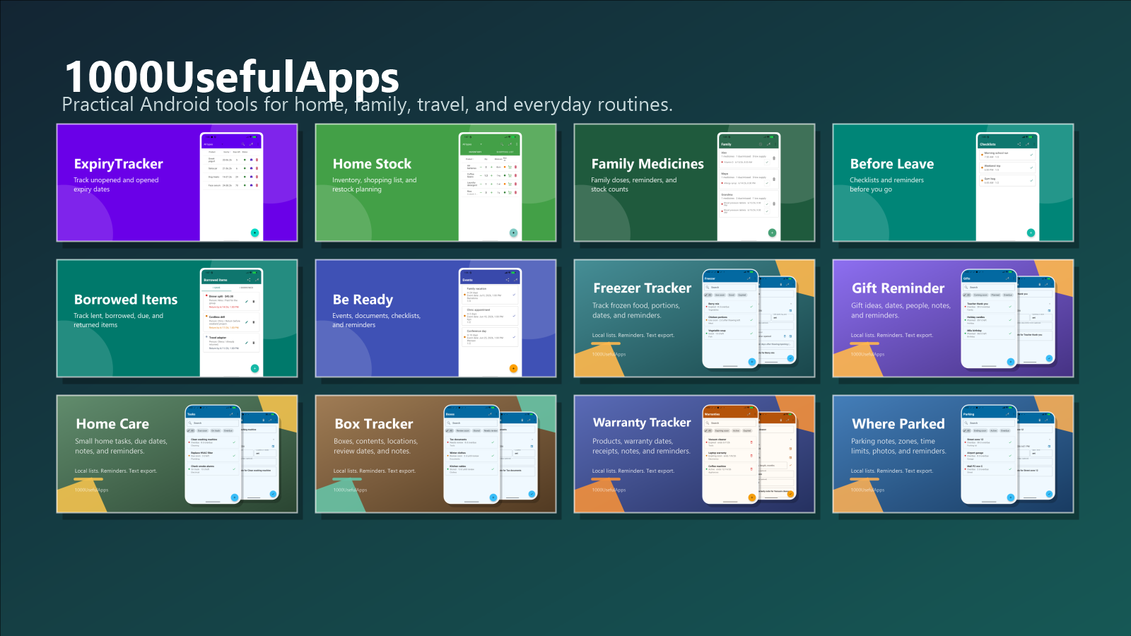 1000UsefulApps Android portfolio